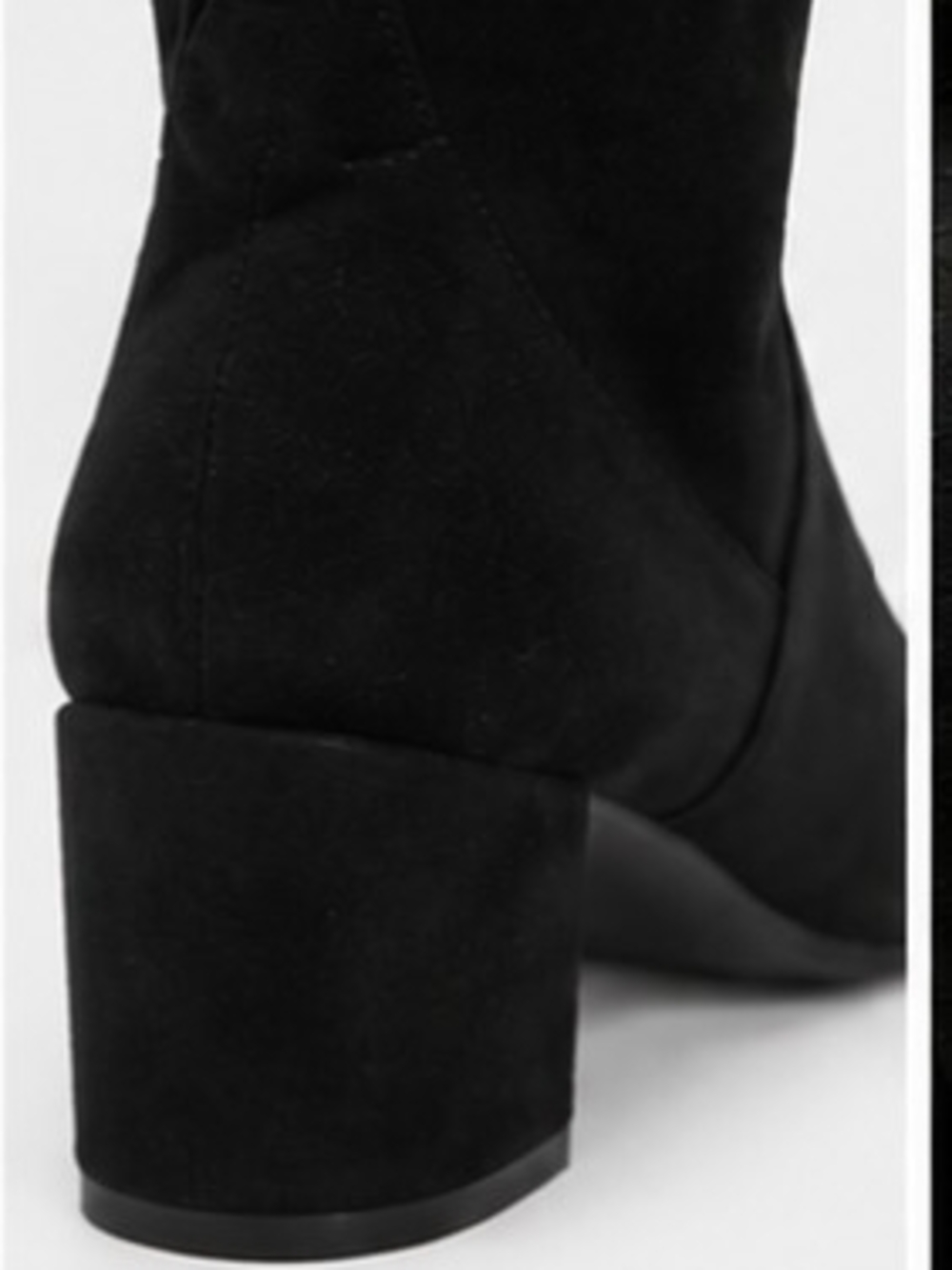 Over-the-Knee Black Suede Block Heel Boots - Picture 5 of 8